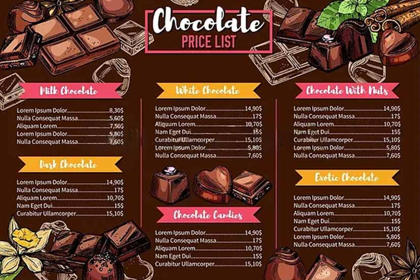 Homemade Chocolate Business Service List Design Ideas