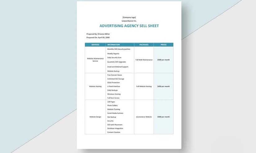Advertising Agency Service List Design Ideas