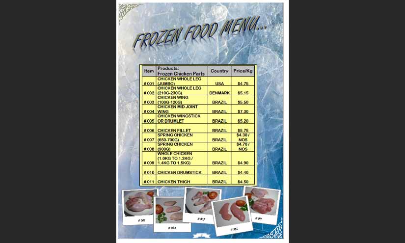 Frozen Food Business Service List Design Ideas